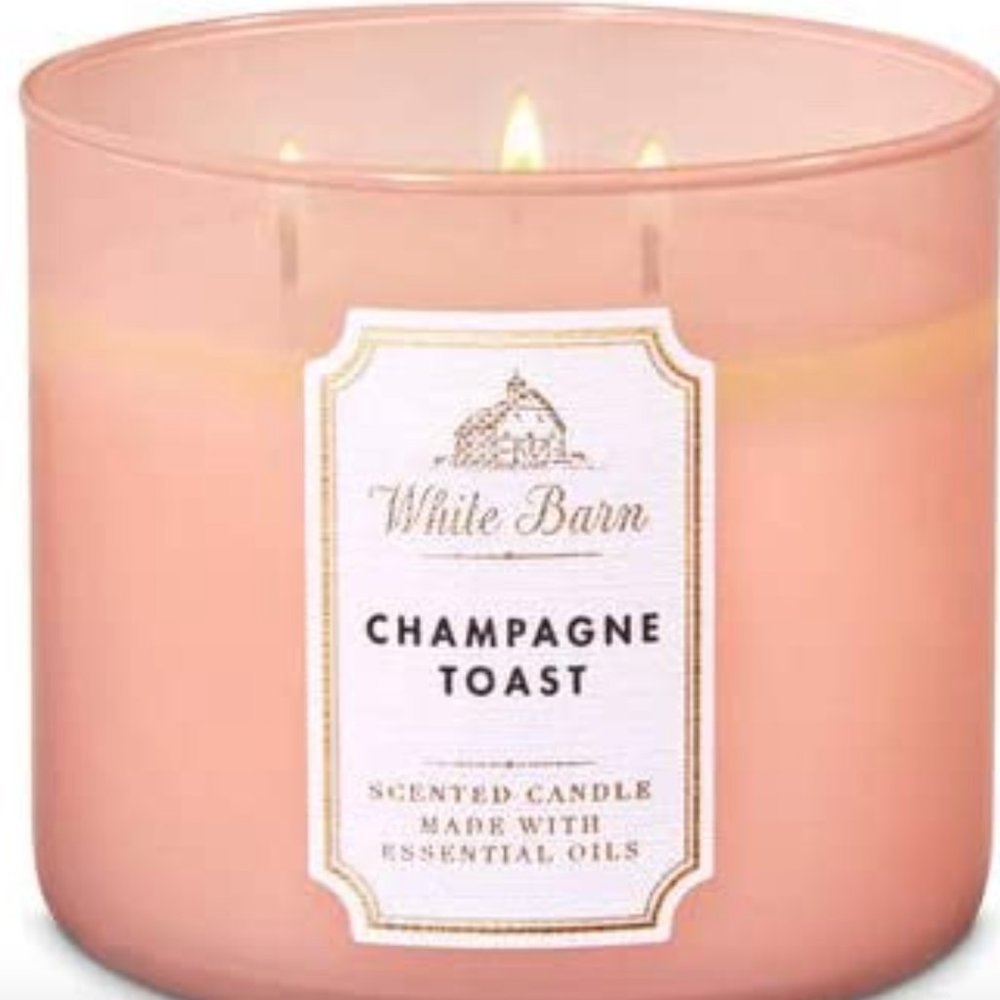 Champagne Toast 3 Wick Candle ~ White Barn ~ Bath